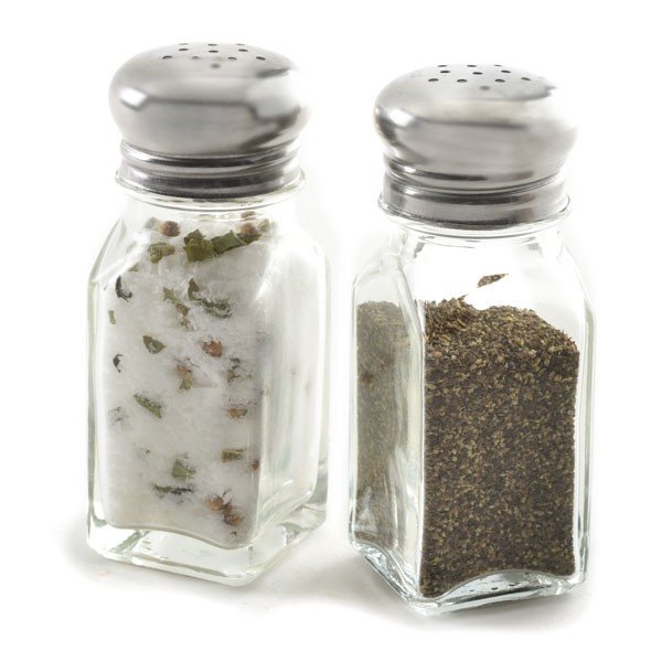 Norpro 3oz Classic Clear Glass Salt &#x26; Pepper Shaker with Stainless Steel Cap