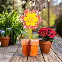 18 in. Unfinished Wooden Slotted Standing Flower