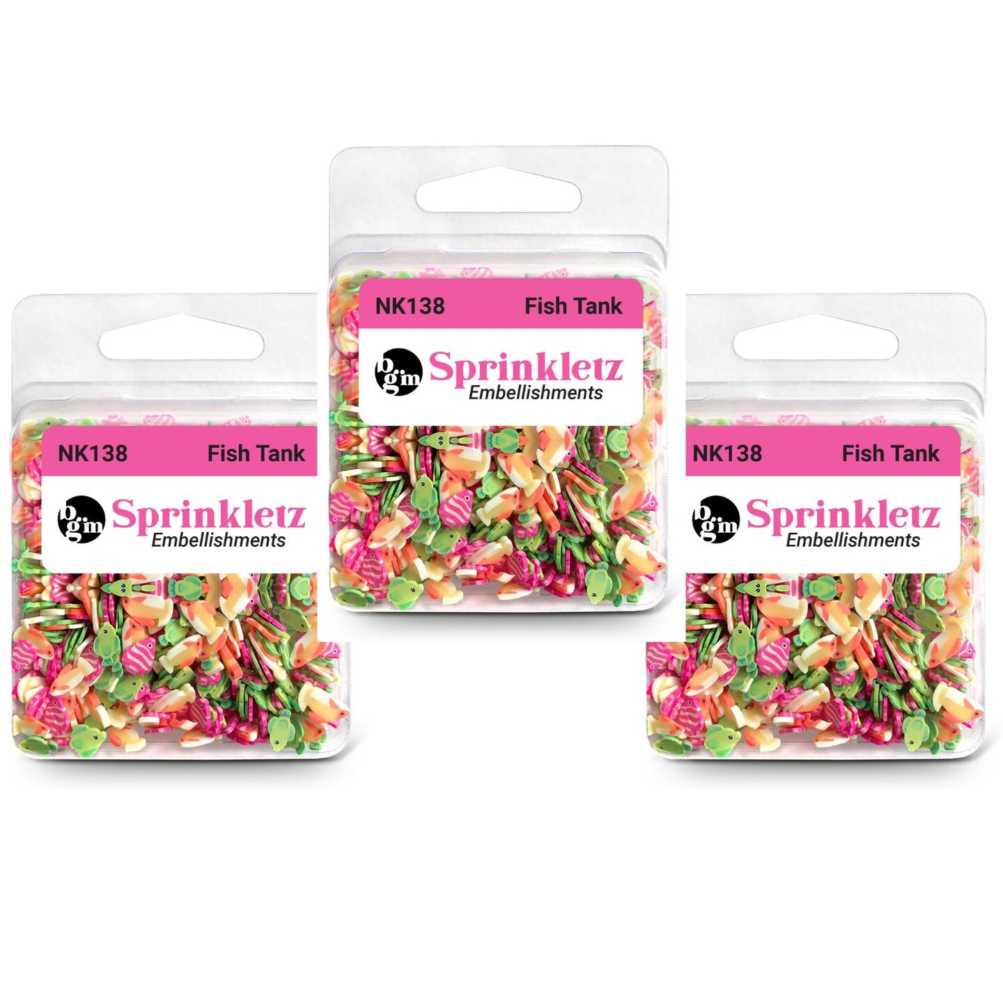 Buttons Galore Sprinkletz Embellishments for Crafts, Tiny Polymer Clay Shapes & Unique Designs - Fish Tank-3 Pack