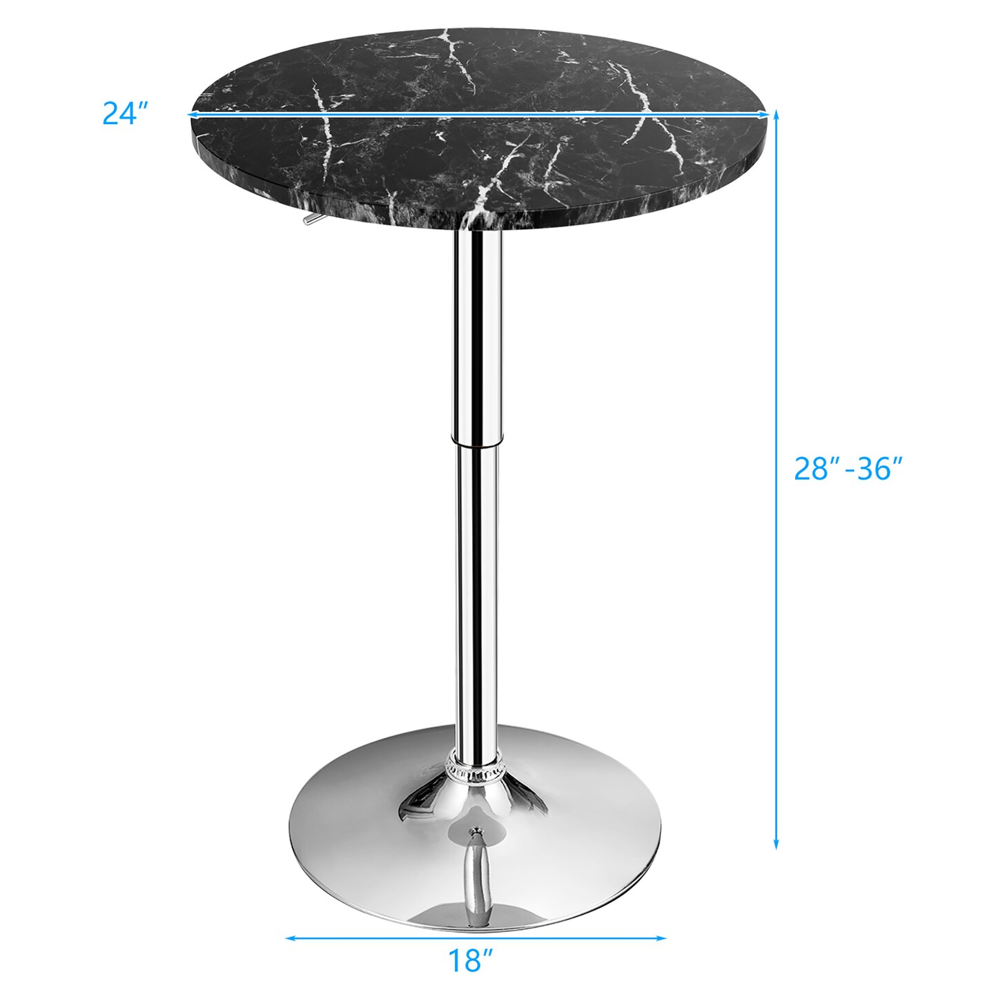 Costway 6PCS Round Bistro Bar Table Height Adjustable 360-degree Swivel White\Black