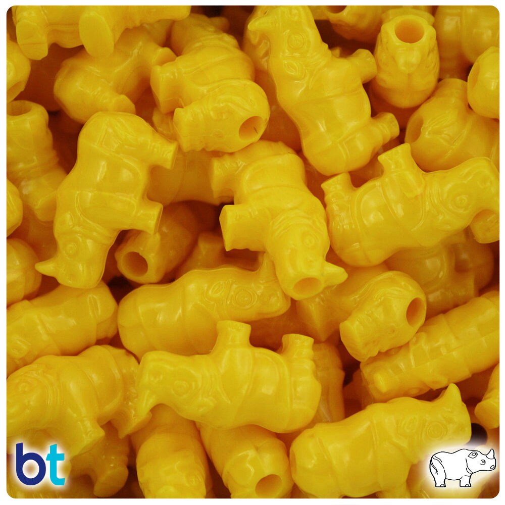 BeadTin Bright Yellow Opaque 25mm Rhino Plastic Pony Beads (24pcs)