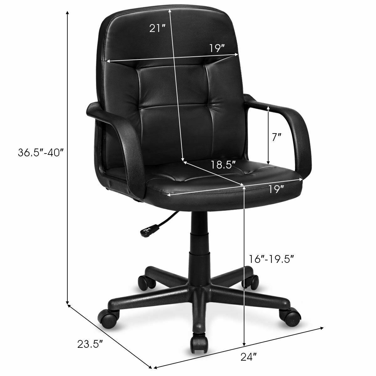 Costway Ergonomic Mid-Back Executive Office Swivel Computer Desk Chair New