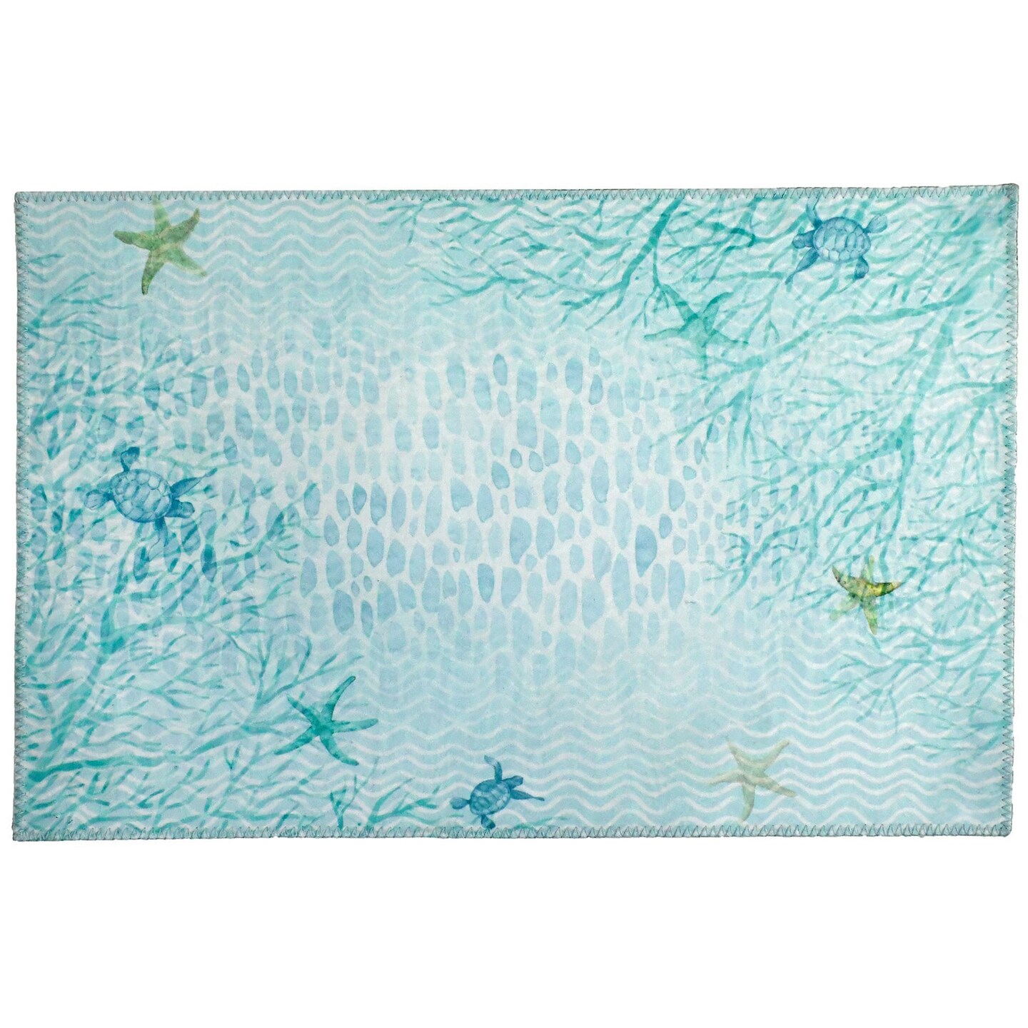 Homefires Turtle Rug Homefires Coral Sea Aqua Indoor/Outdoor Decorative Accent Rug - 20