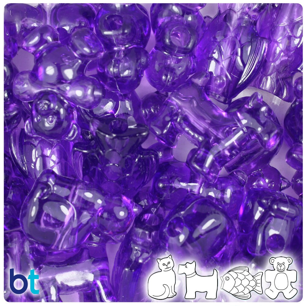BeadTin Amethyst Transparent Pet Parade Plastic Pony Beads (2oz)