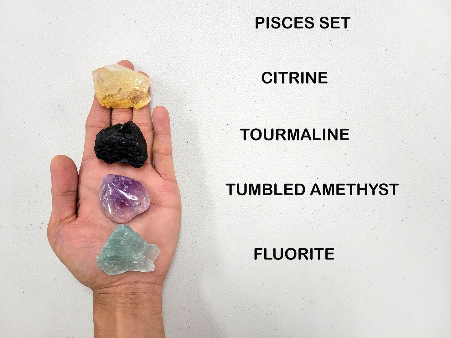Crystals for Pisces Zodiac Sign, Citrine Tourmaline Amethyst Fluorite