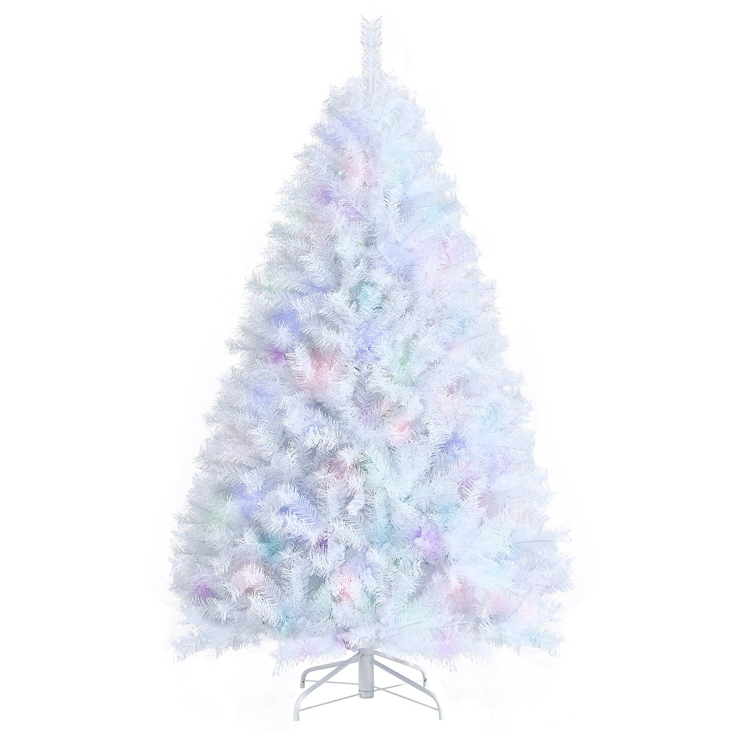 Costway 6ft White Iridescent Tinsel Artificial Christmas Tree w/ 792 Branch Tips