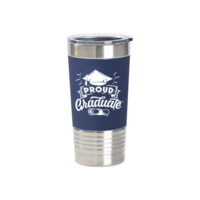 20oz Stainless Steel Tumber with Removable Silicone Sleeve (Navy/White)