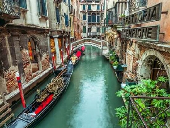 Gondola in narrow canal through old buildings, Venice, Italy Poster Print by  Assaf Frank - Item # VARPDXAF201304122035