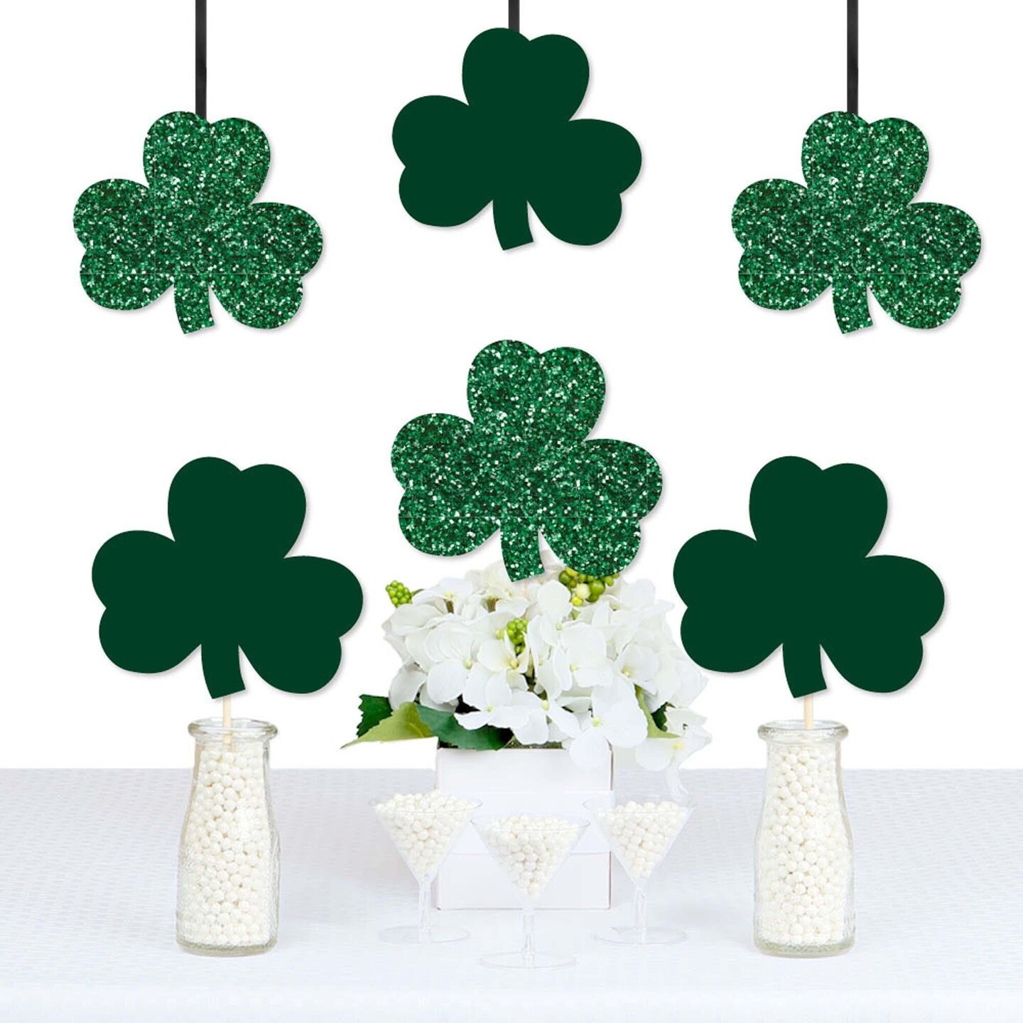 Big Dot of Happiness St. Patrick&#x27;s Day - Shamrock Decorations DIY Saint Paddy&#x27;s Day Party Essentials - Set of 20