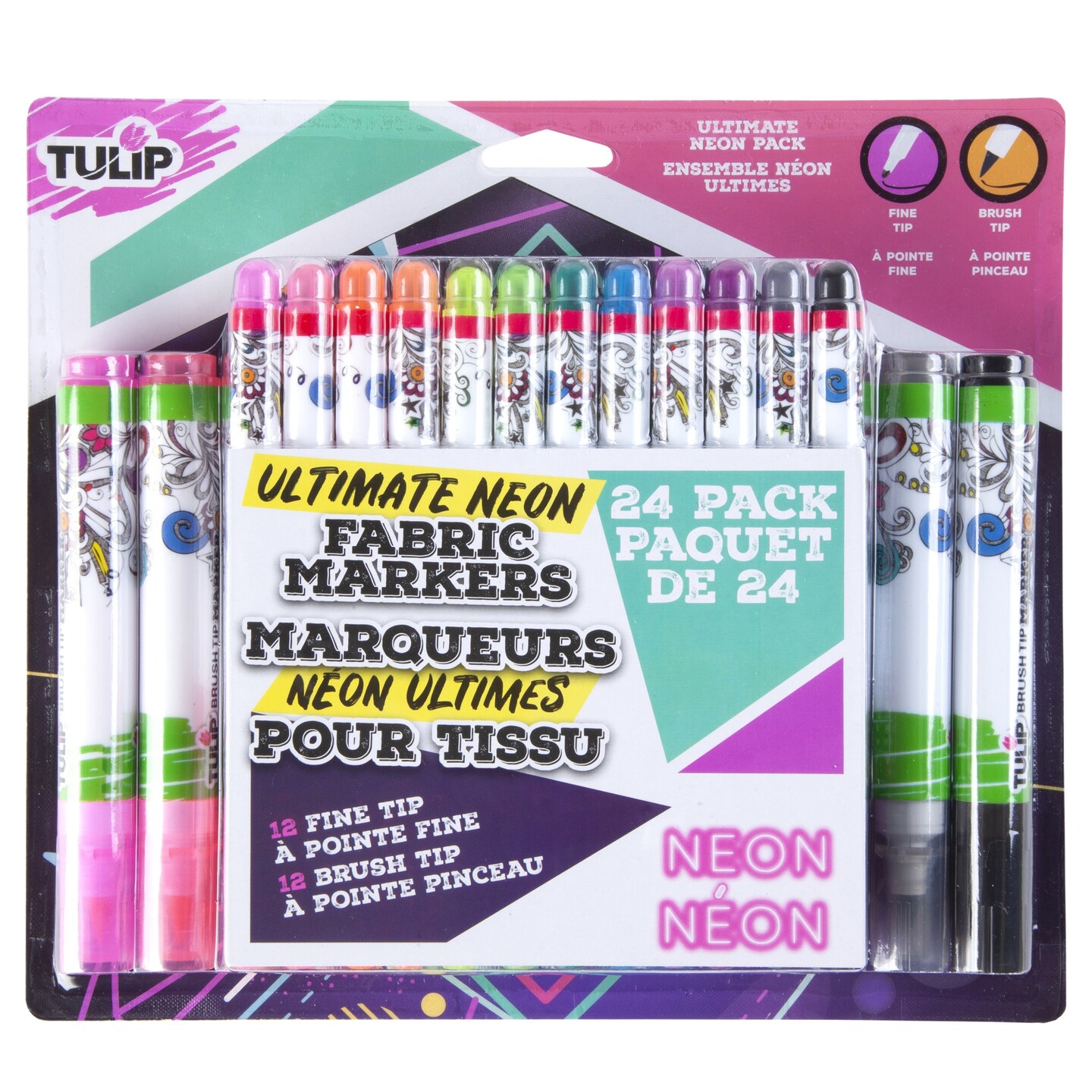 Tulip Ultimate Fabric Brush &#x26; Fine Tip Markers 24/Pkg