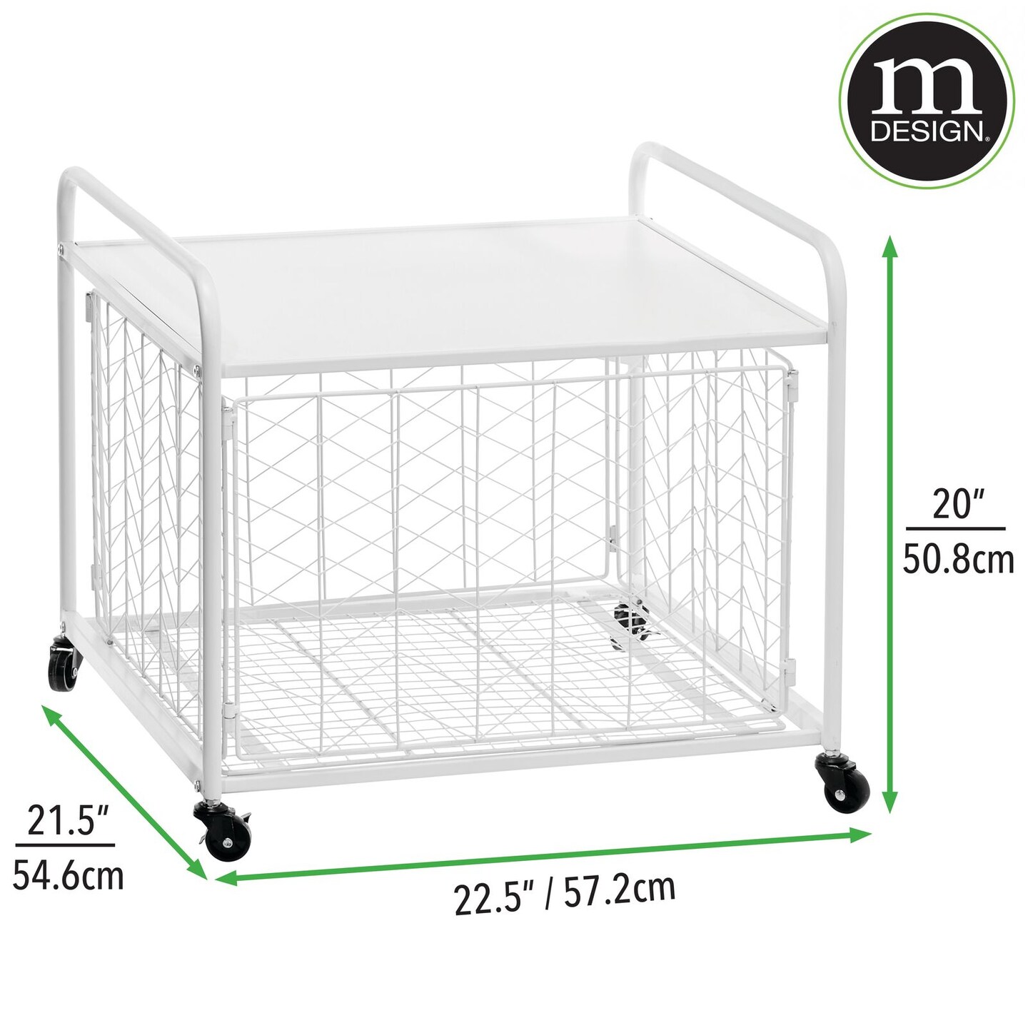 mDesign Small Portable Mini Fridge Storage Cart with Wheels and Handles