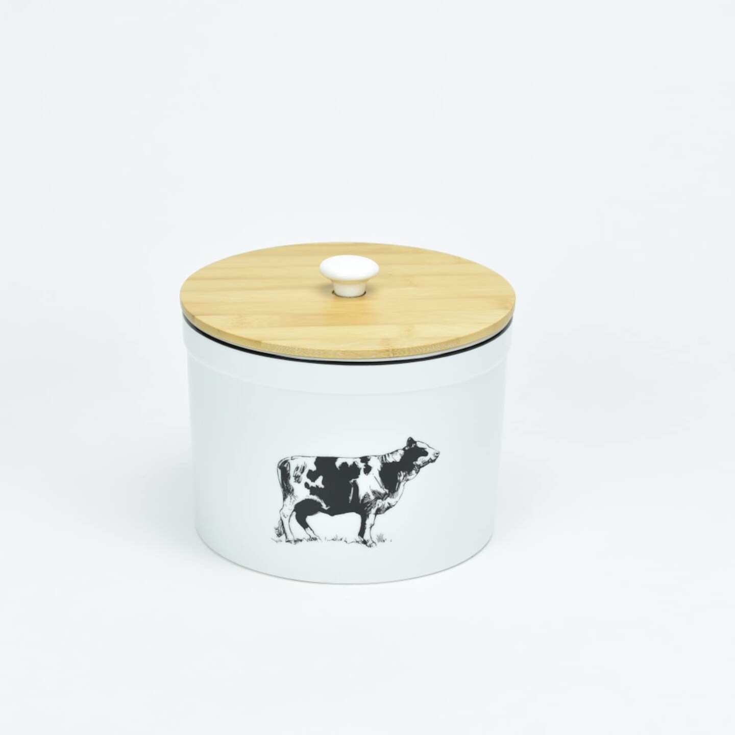 Country Farm Kitchen Porcelain Canister Size Large Cow Illustration