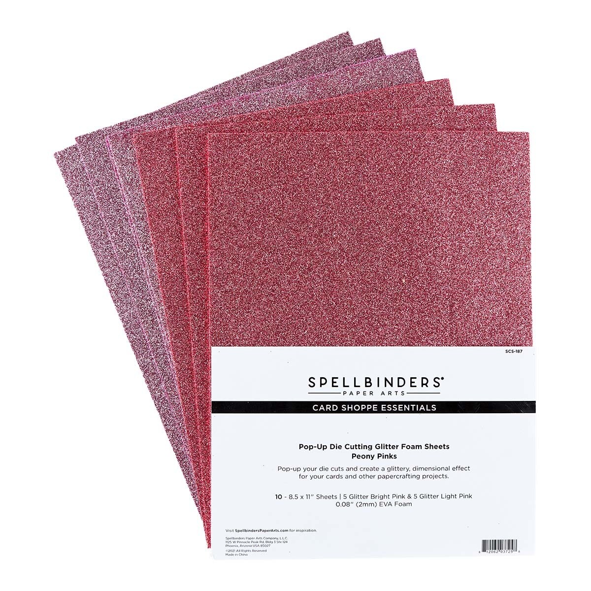 Spellbinders Glitter Foam Sheets 8.5&#x22;X11&#x22; 10/Pkg-Peony Pinks -Bright Pink &#x26; Light Pink