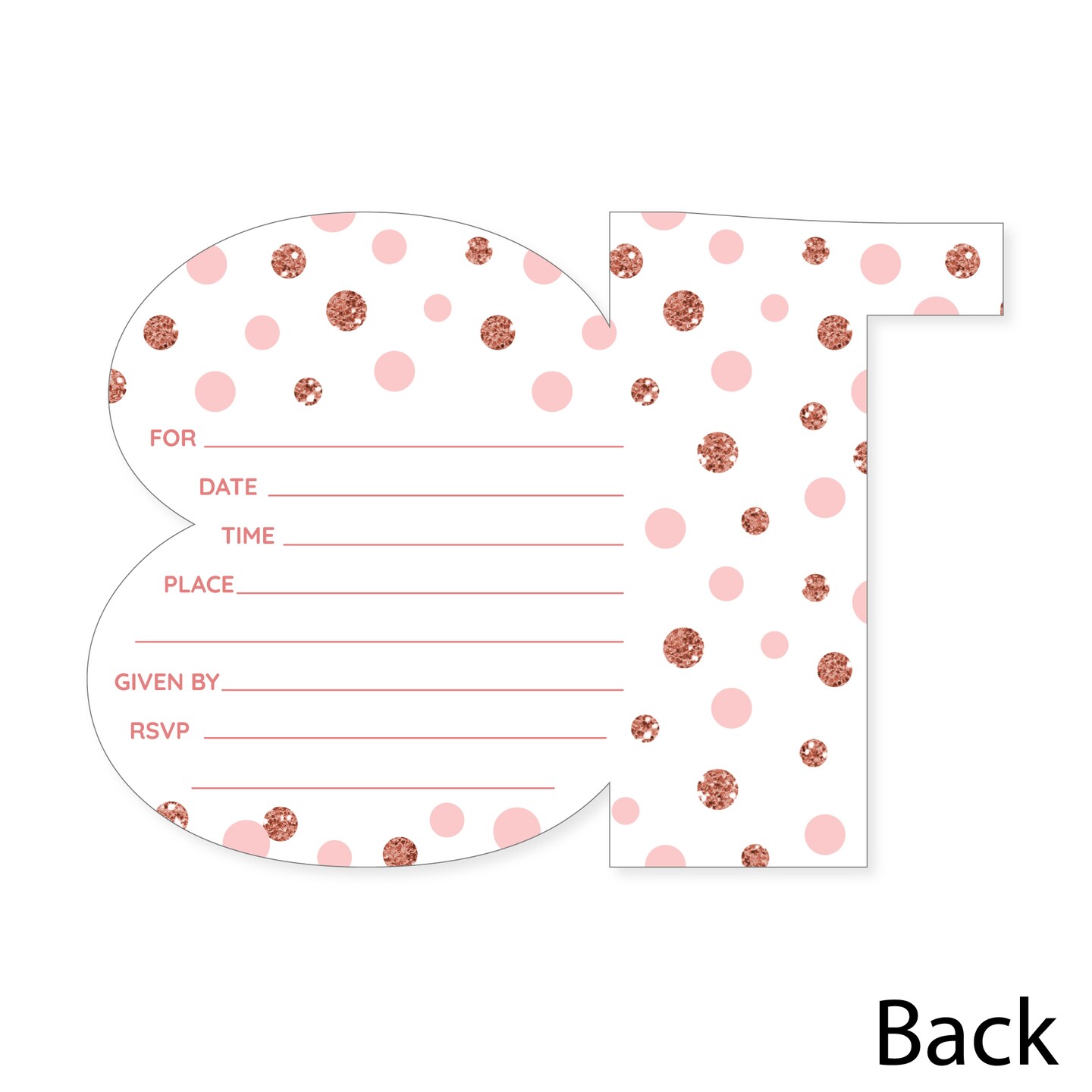 Big Dot of Happiness 13th Pink Rose Gold Birthday - Shaped Fill-In Invitations - Happy Birthday Party Invitation Cards with Envelopes - Set of 12