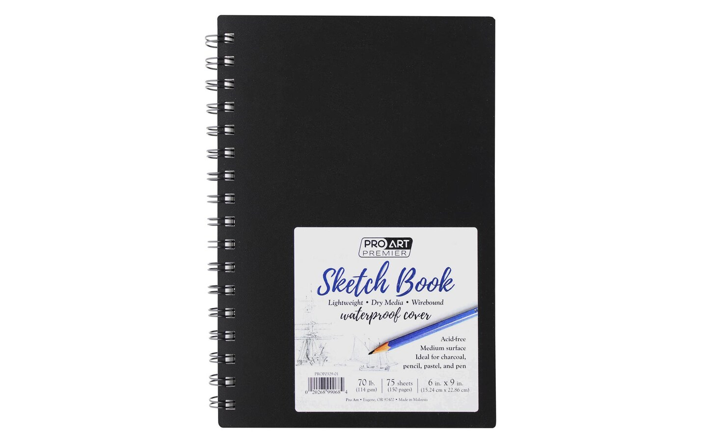 Pro Art Premium Sketch Book 6x9 80 sheets, 70#, Wire, Sketch