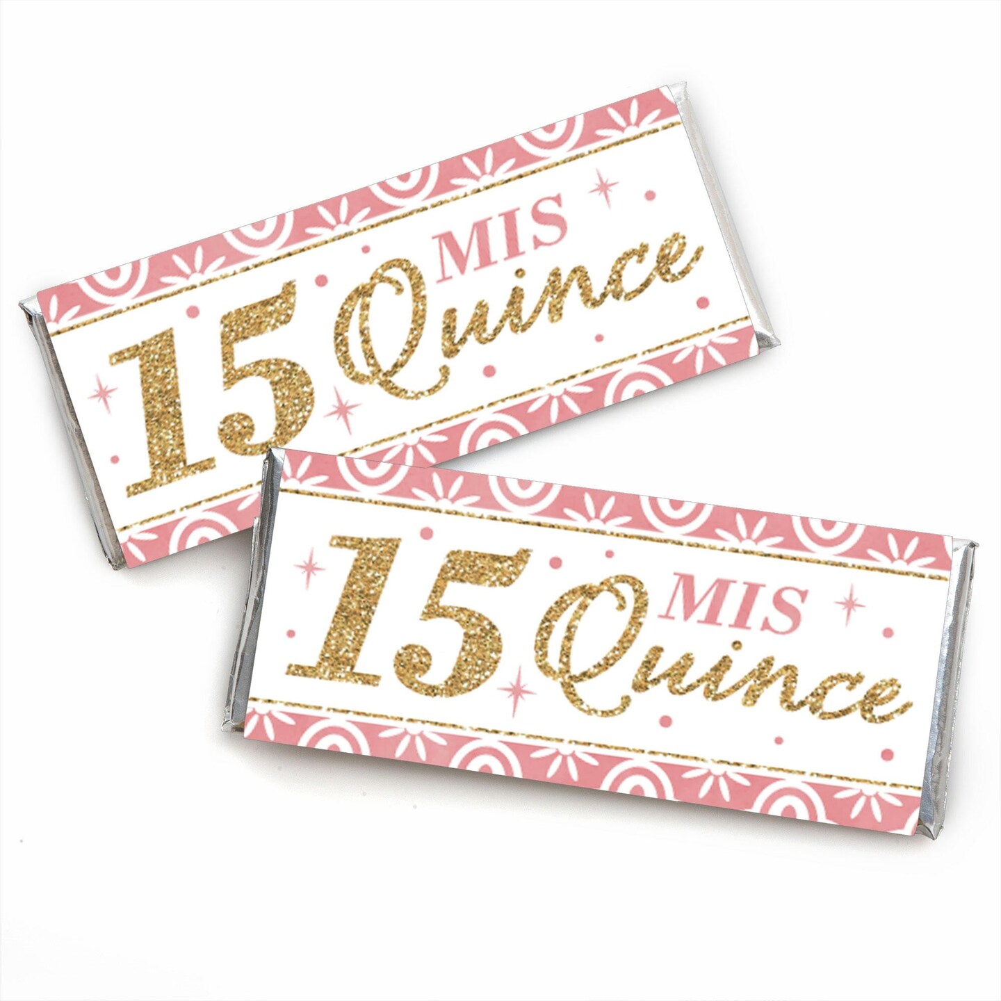 Big Dot of Happiness Mis Quince Anos - Candy Bar Wrapper Quinceanera Sweet 15 Birthday Party Favors - Set of 24