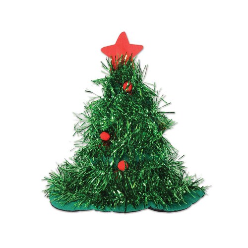 Tinsel Christmas Tree Hat