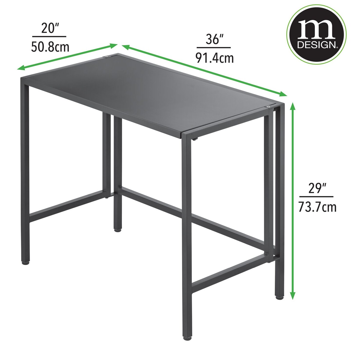 mDesign Folding Desk Adjustable Compact Workstation Metal Table