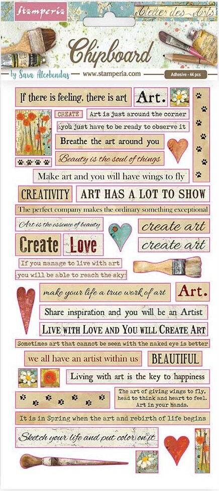 Stamperia Adhesive Chipboard 6&#x22;X12&#x22;-Atelier Quotes