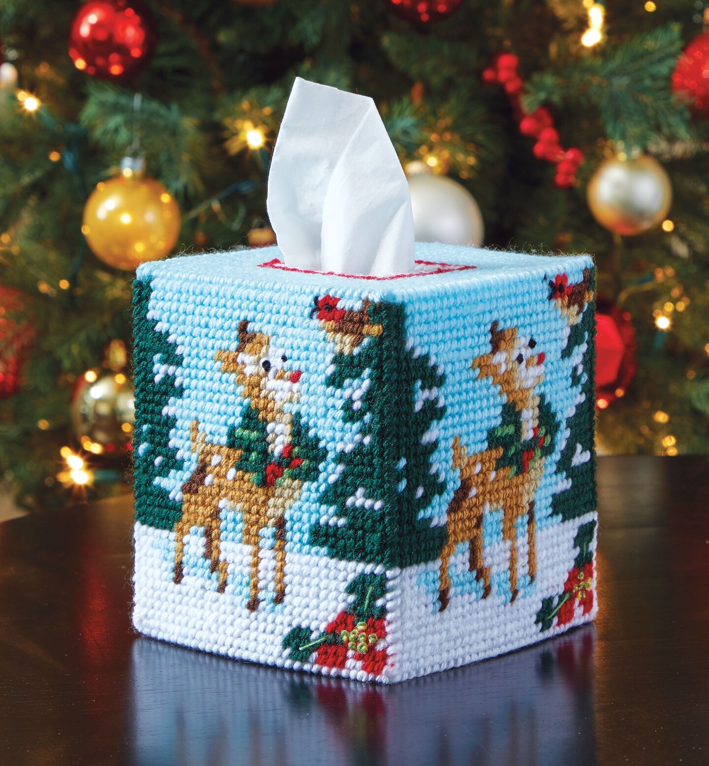 Mary Maxim Tree Tissue Box Plastic Canvas Kit 5 7 Count