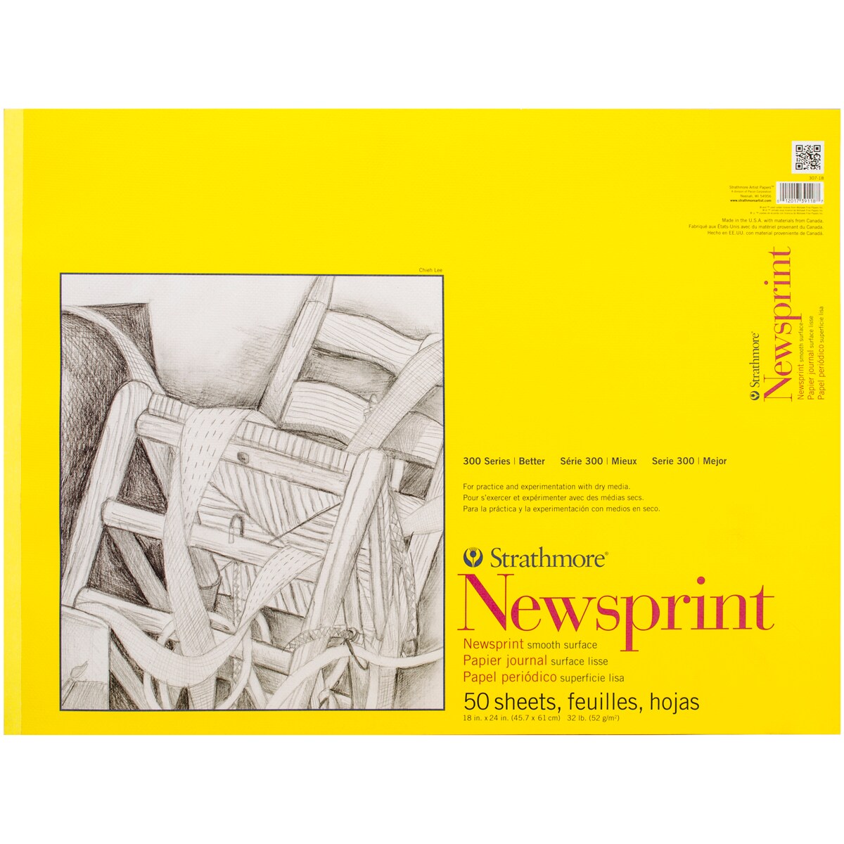 Strathmore Smooth Newsprint Paper Pad 18x24 50 Sheets