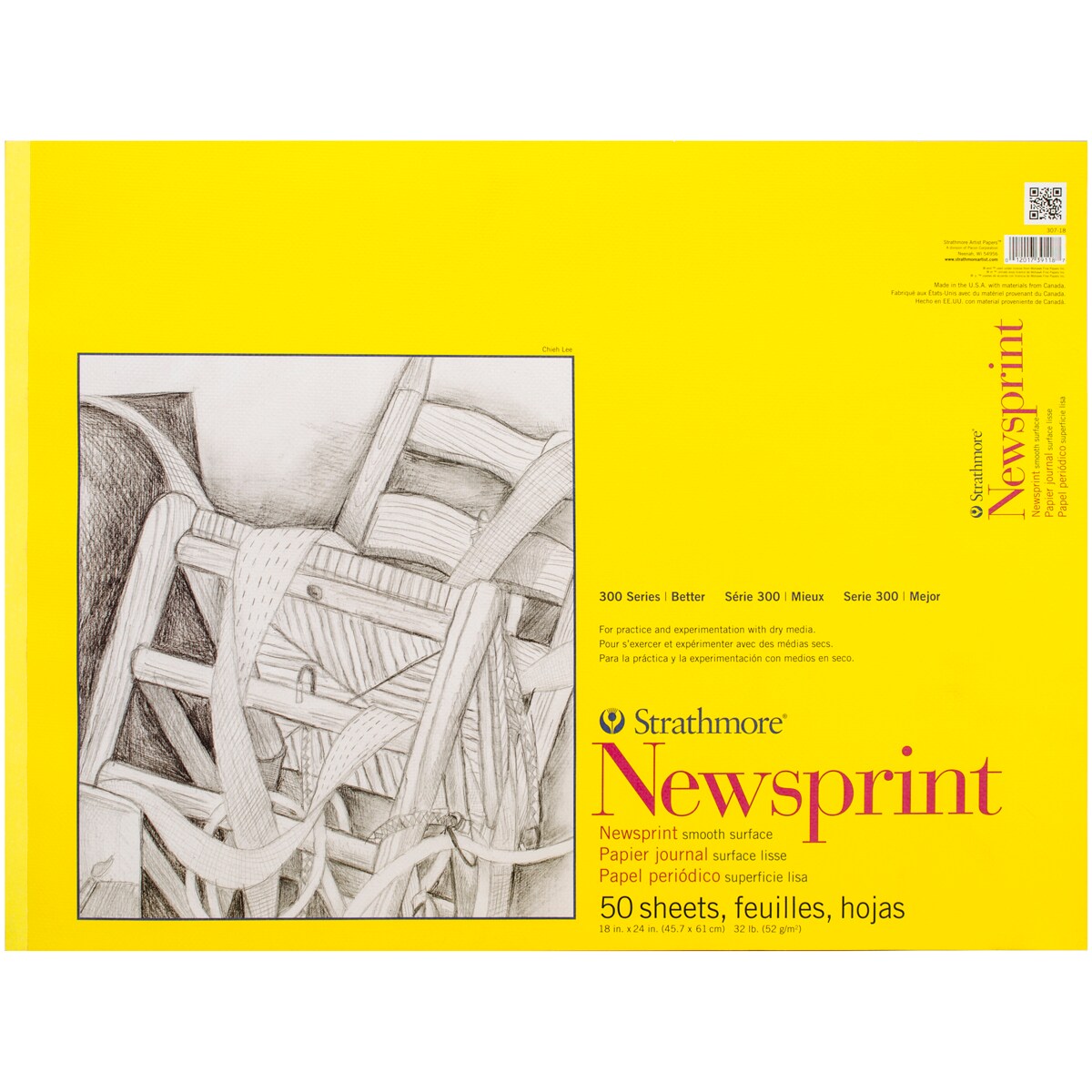 Strathmore Smooth Newsprint Paper Pad 18"X24"-50 Sheets