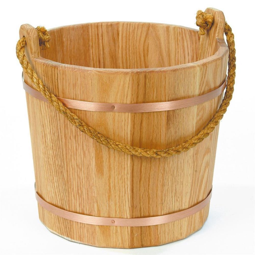 Lehman&#x27;s Unlined Oak Bucket - Vintage Style Kiln Dried Wood with Rope Handle, 2 Qt