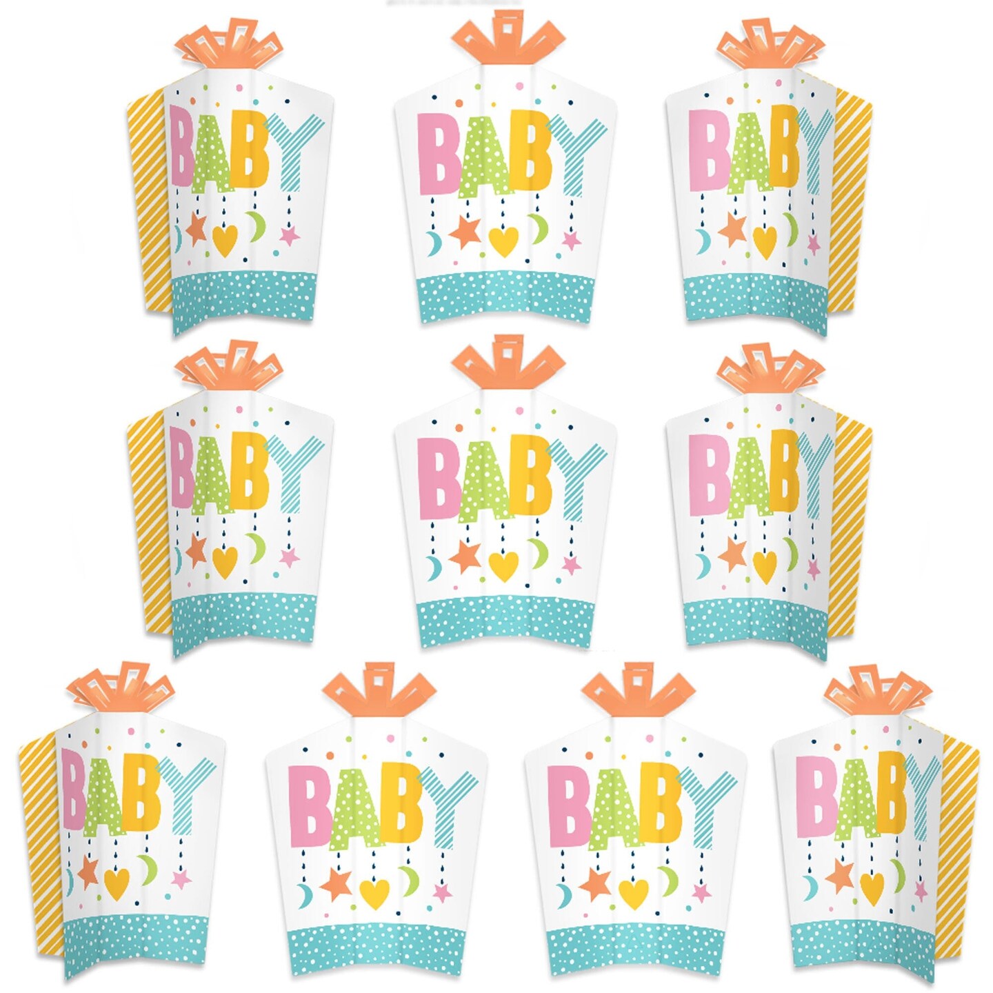 Big Dot of Happiness Colorful Baby Shower - Table Decorations - Gender Neutral Party Fold and Flare Centerpieces - 10 Count