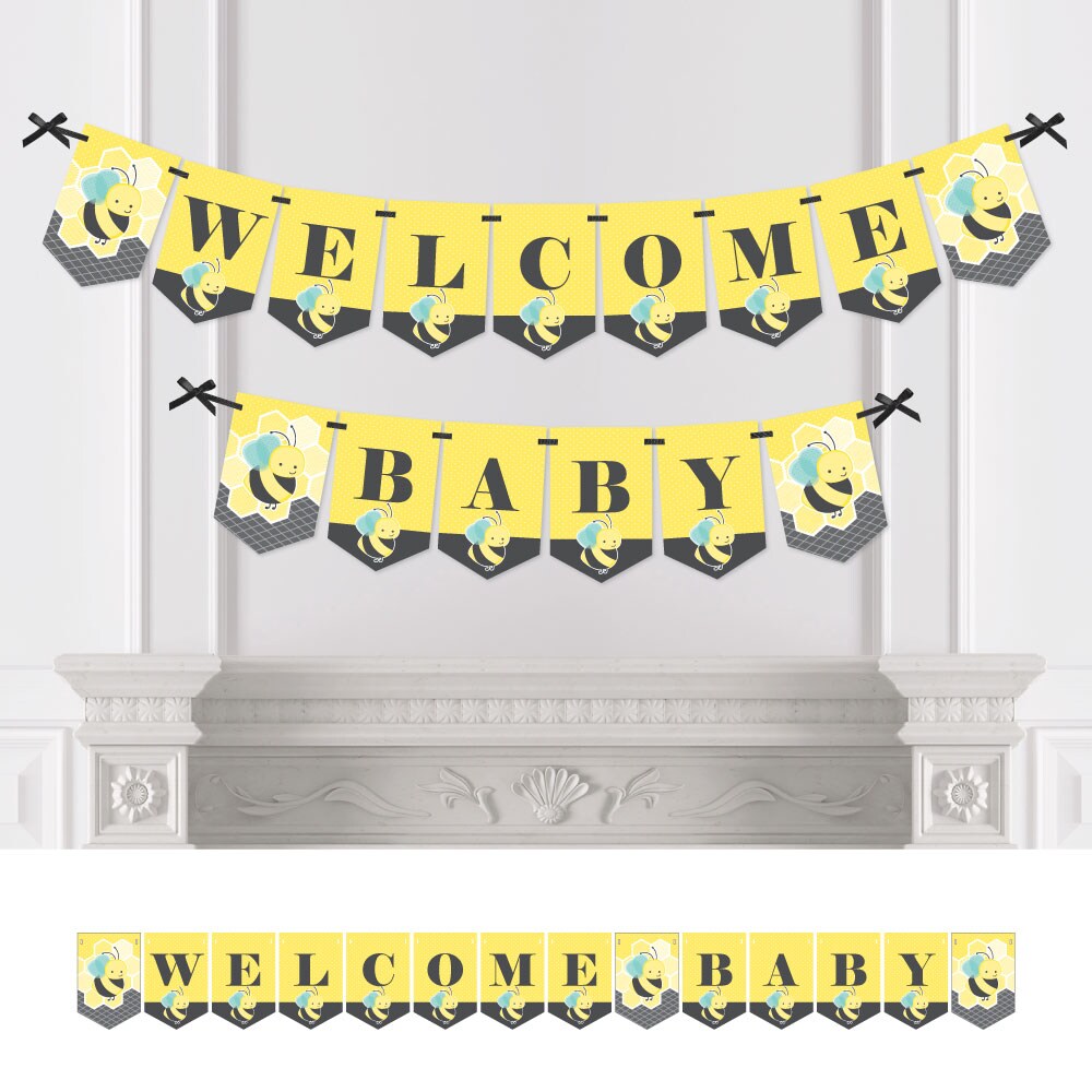 Big Dot of Happiness Honey Bee - Baby Shower Bunting Banner - Party  Decorations - Welcome Baby