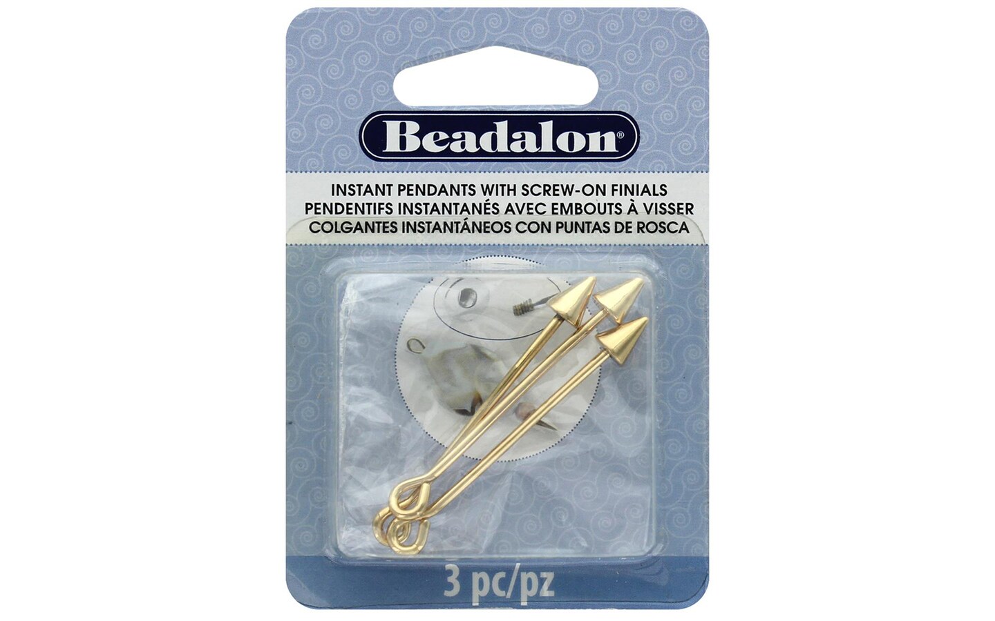 Beadalon Instant Pendant Cone 36.6mmx1.6mm Gld 3pc