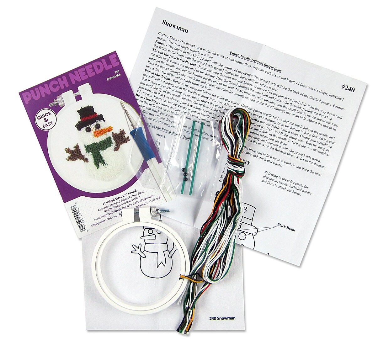 Design Works Punch Needle Kit 3.5&#x22; Round-Snowman
