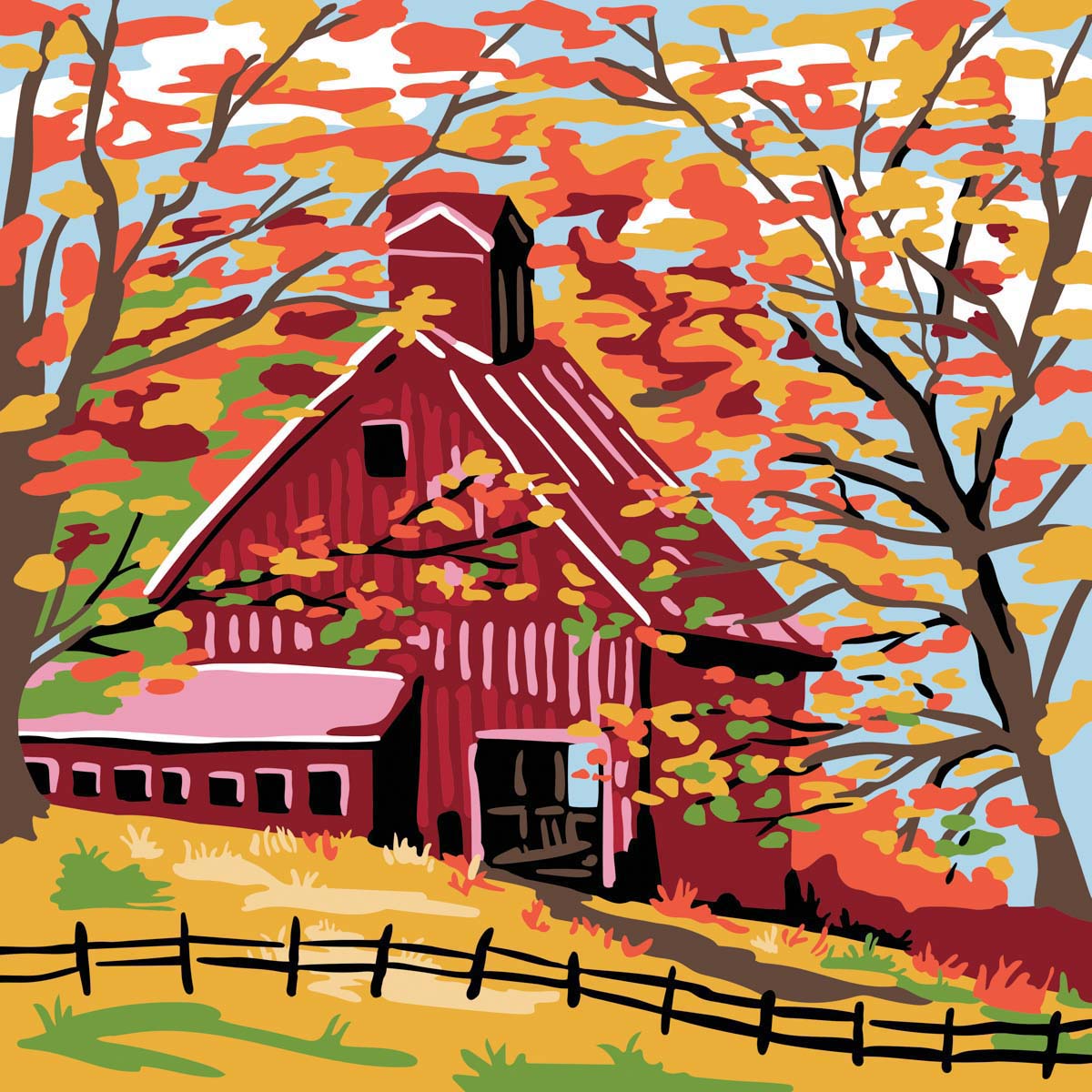 Plaid Fall Barn Paint-by-Number Kit | Michaels