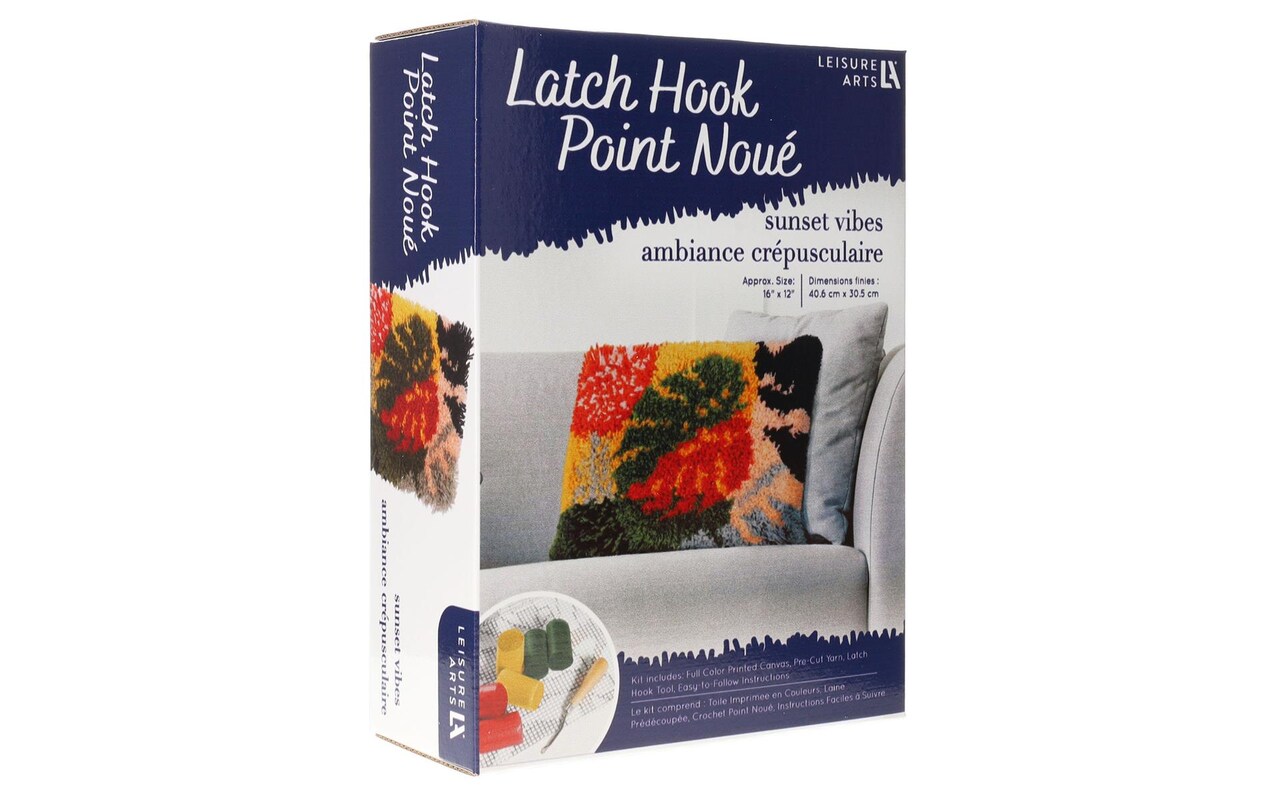 Let Hook Rug Kit Leisure Arts Latch Hook Kit Sunset Vibes, 12