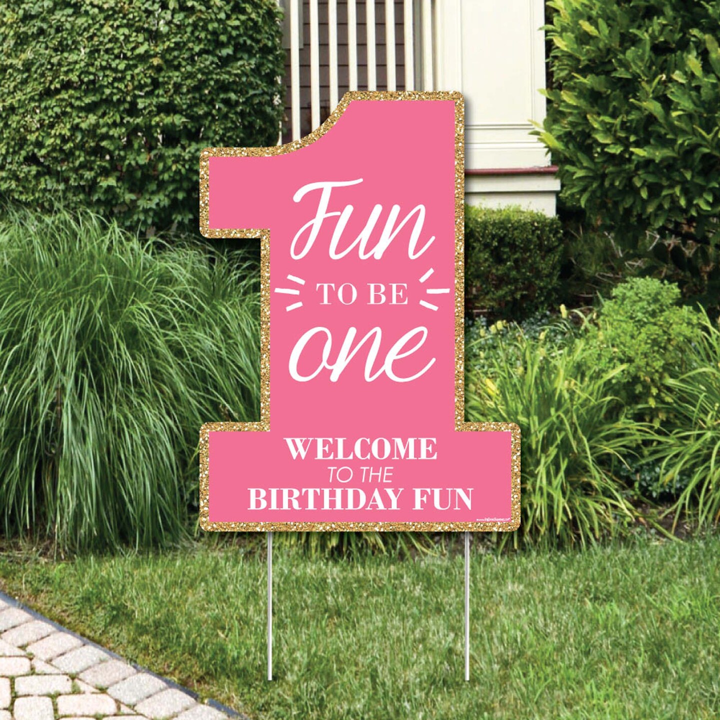 Big Dot of Happiness 1st Birthday Girl - Fun to be One - Party Decorations - First Birthday Party Welcome Yard Sign