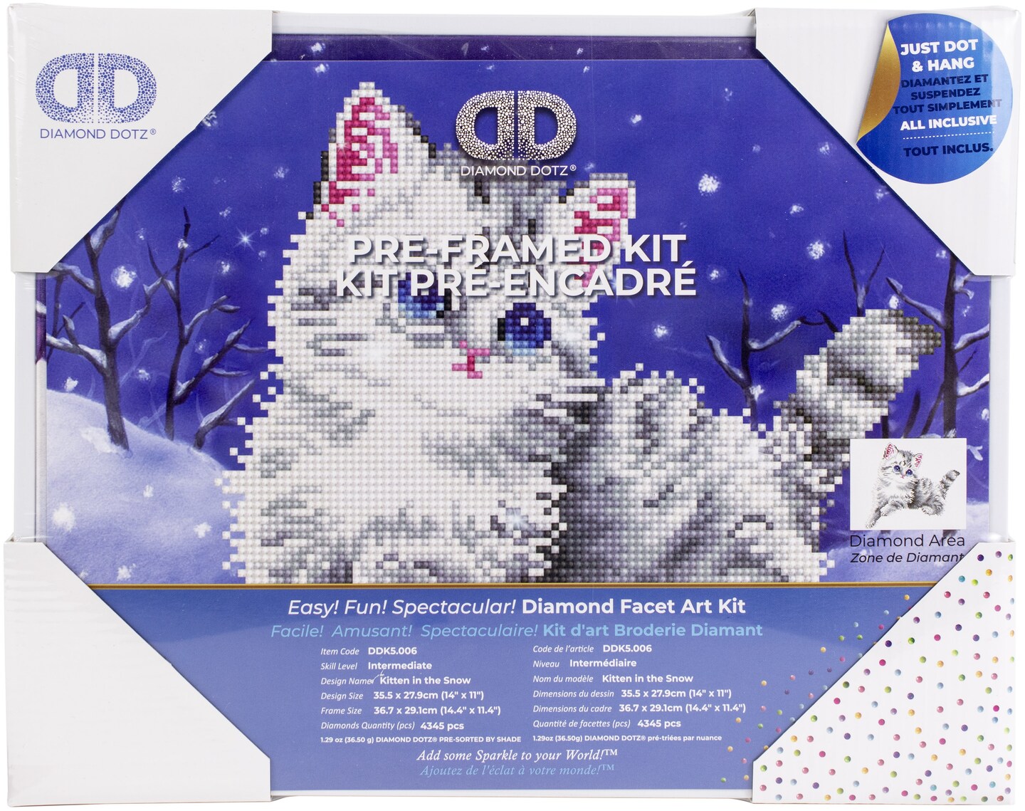 Diamond Dotz PreFramed Diamond Art Kit 11"X14"Kitten In The Snow