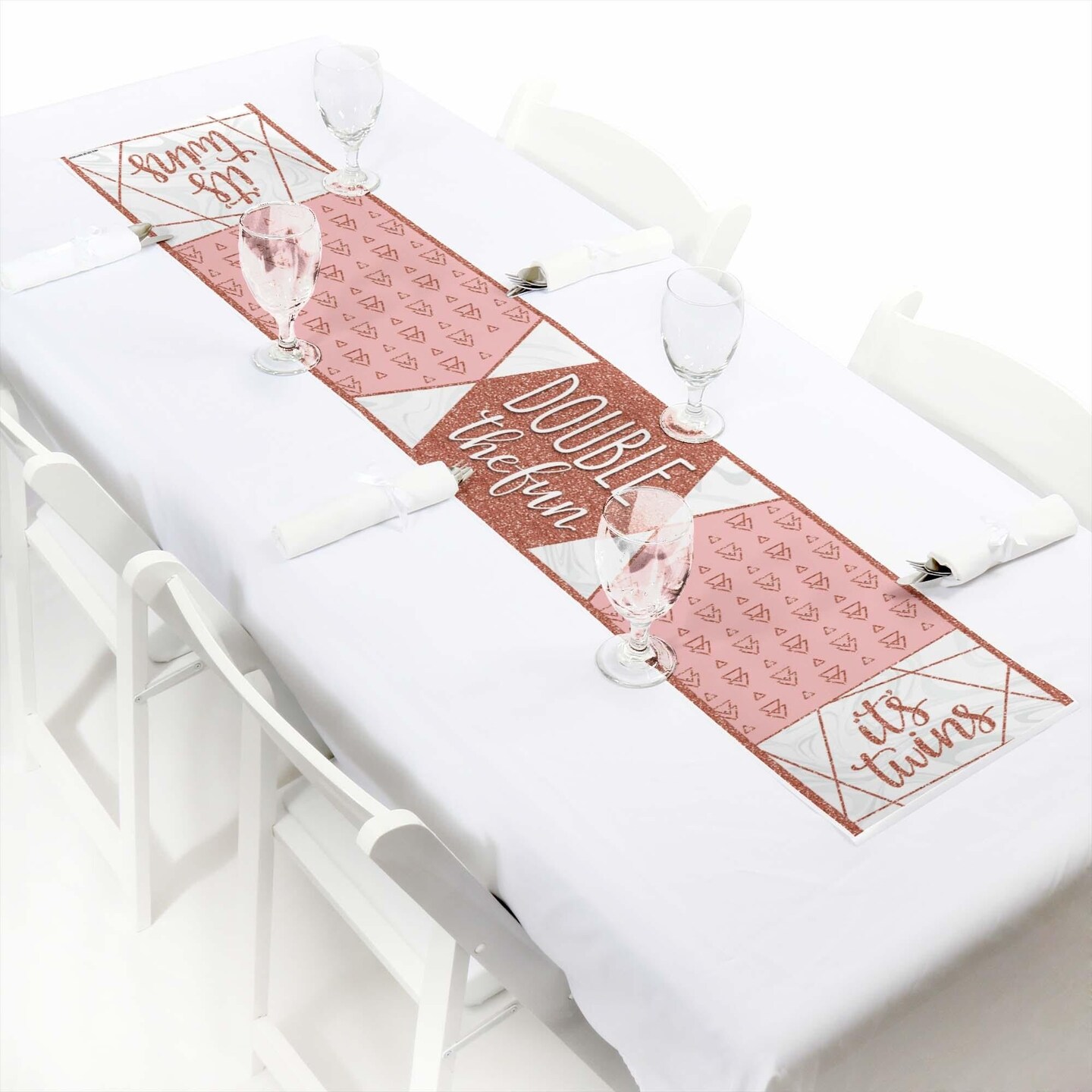 Big Dot of Happiness It's Twin Girls - Petite Pink and Rose Gold Twins Baby Shower Paper Table ...
