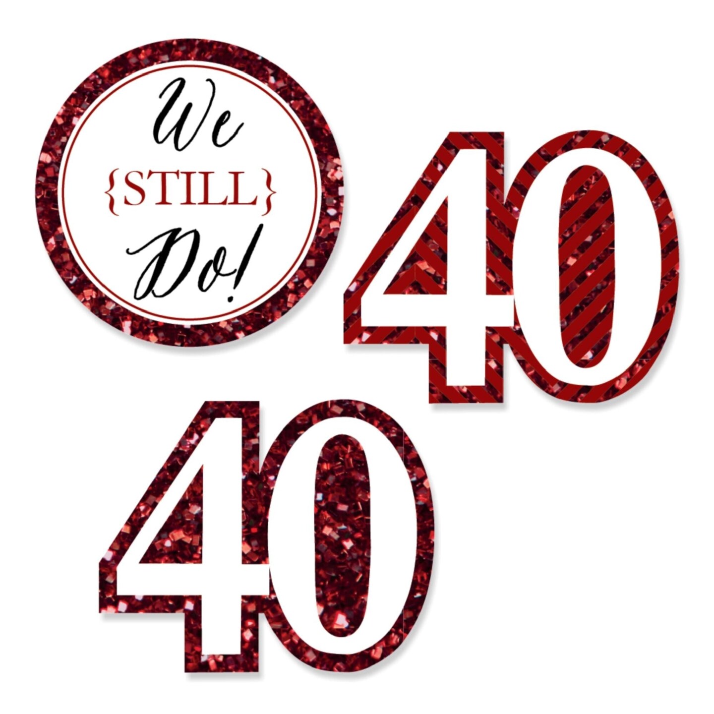 Big Dot of Happiness We Still Do - 40th Wedding Anniversary - DIY Shaped Party Cut-Outs - 24 Count