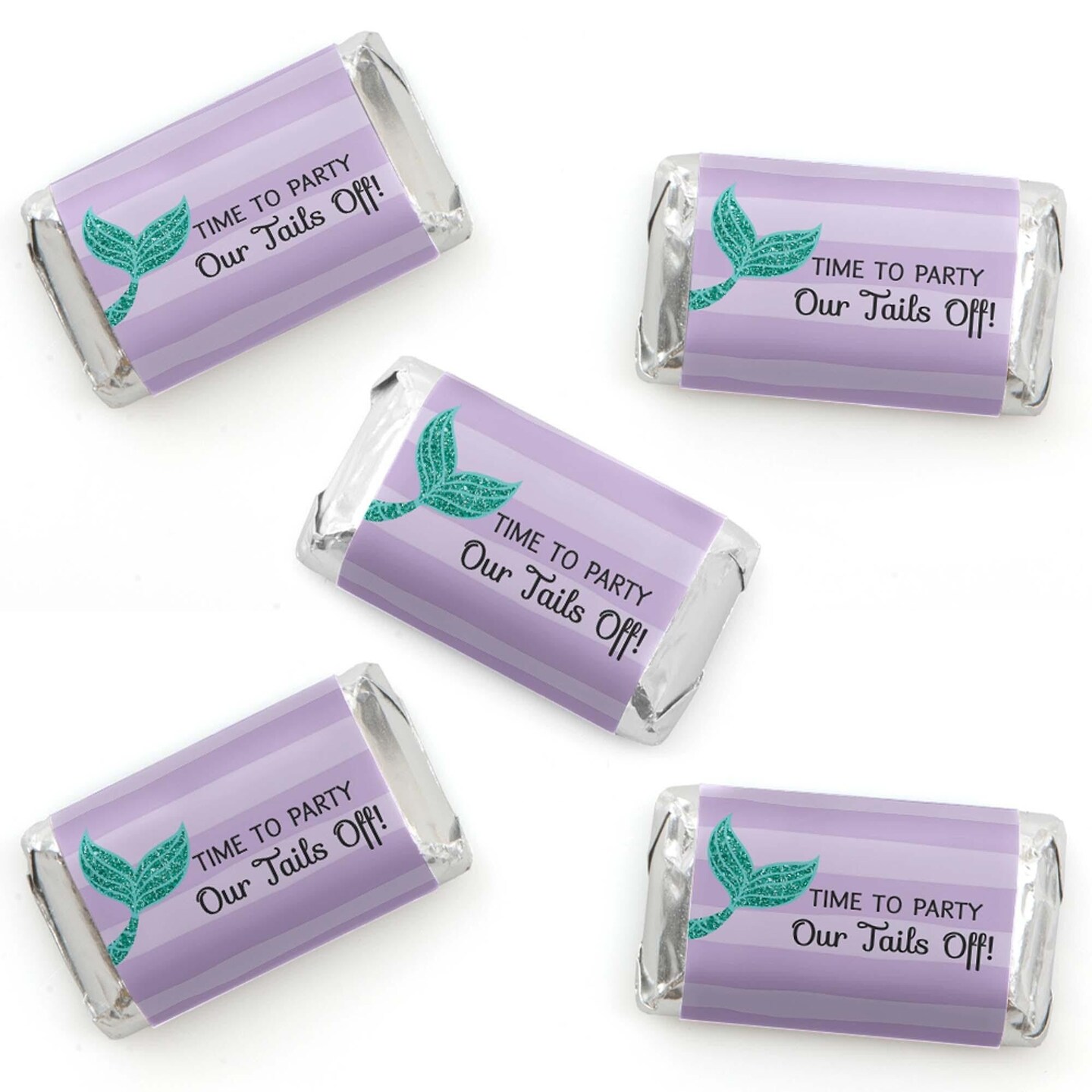 Big Dot of Happiness Let's Be Mermaids - Mini Candy Bar Wrapper Stickers - Baby Shower or Birthday Party Small Favors - 40 Count