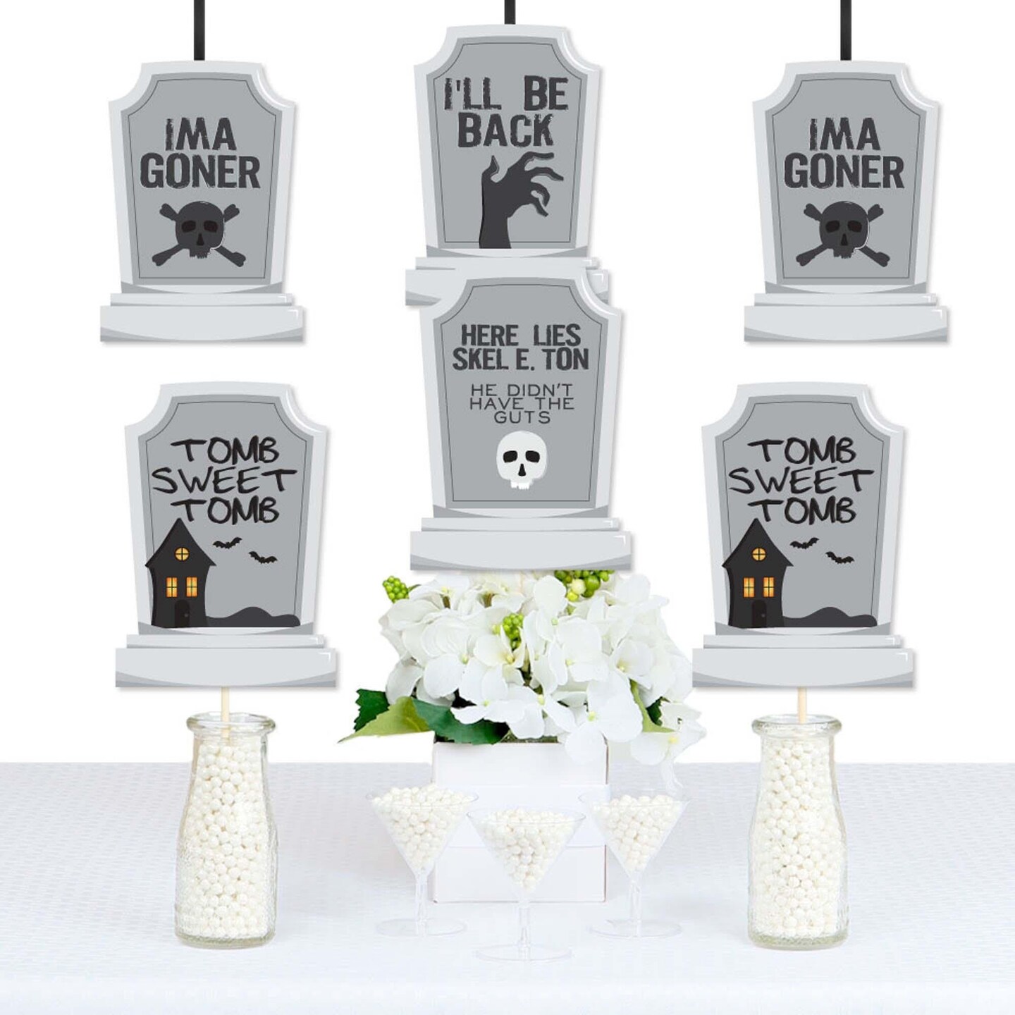 Big Dot of Happiness Graveyard Tombstones - Decorations DIY Halloween Party Essentials - Set of 20