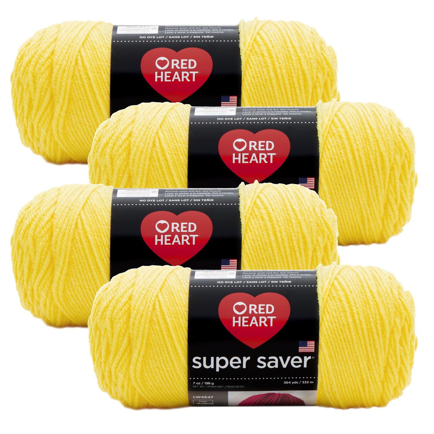 (Pack of 4) Red Heart Super Saver Yarn-Bright Yellow