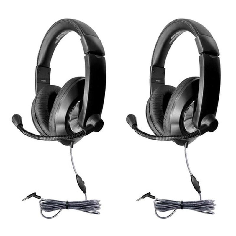 Smart-Trek Deluxe Stereo Headset with In-Line Volume Control &#x26; 3.5mm TRRS Plug, Pack of 2