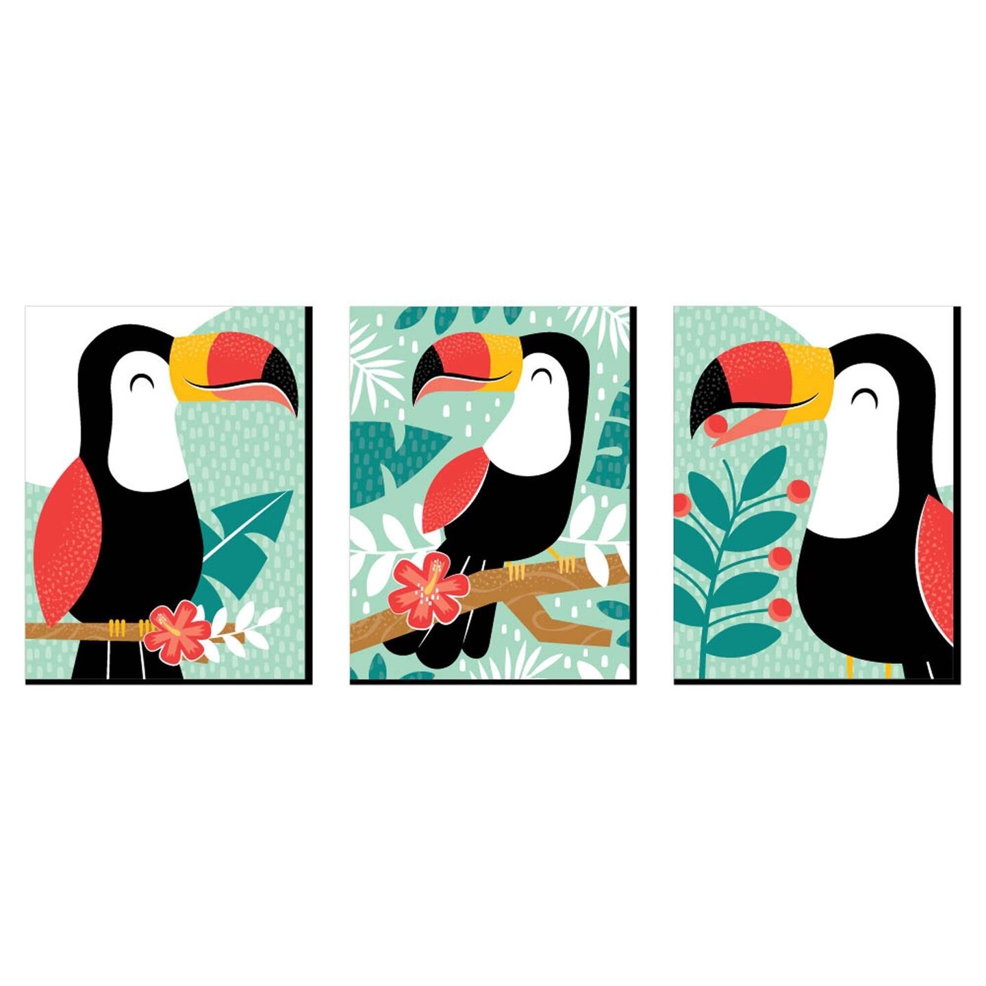 Big Dot of Happiness Calling All Toucans Tropical Nursery Wall Art and Kids Room Decor 7.5 x