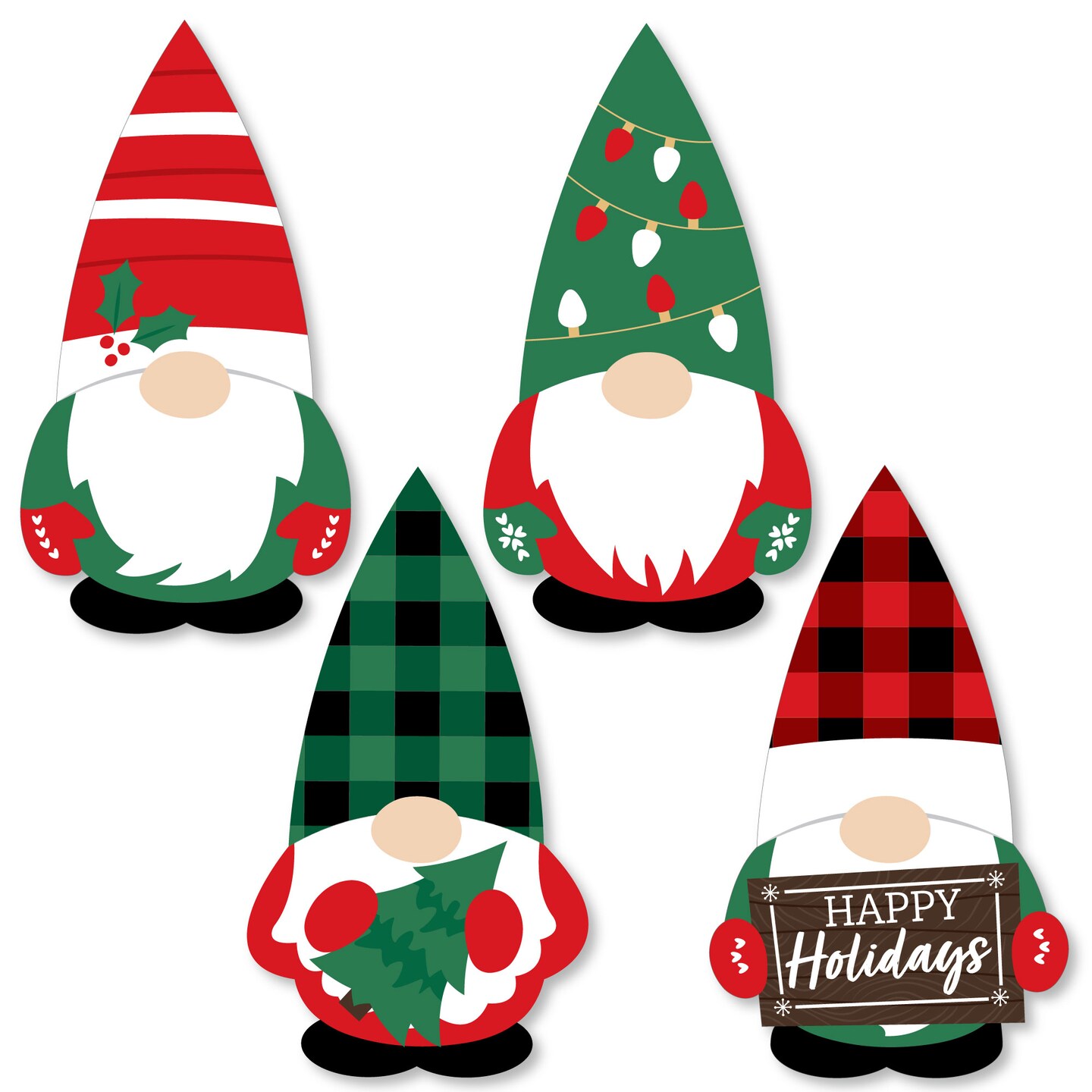 Big Dot of Happiness Red and Green Holiday Gnomes - DIY Shaped Christmas Party Cut-Outs - 24 Count