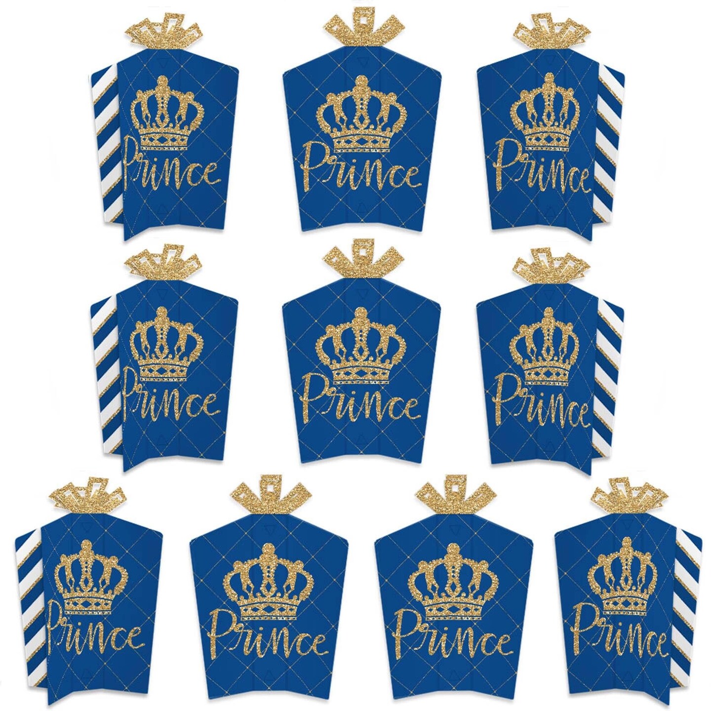 Big Dot of Happiness Royal Prince Charming - Table Decorations - Baby Shower or Birthday Party Fold and Flare Centerpieces - 10 Count