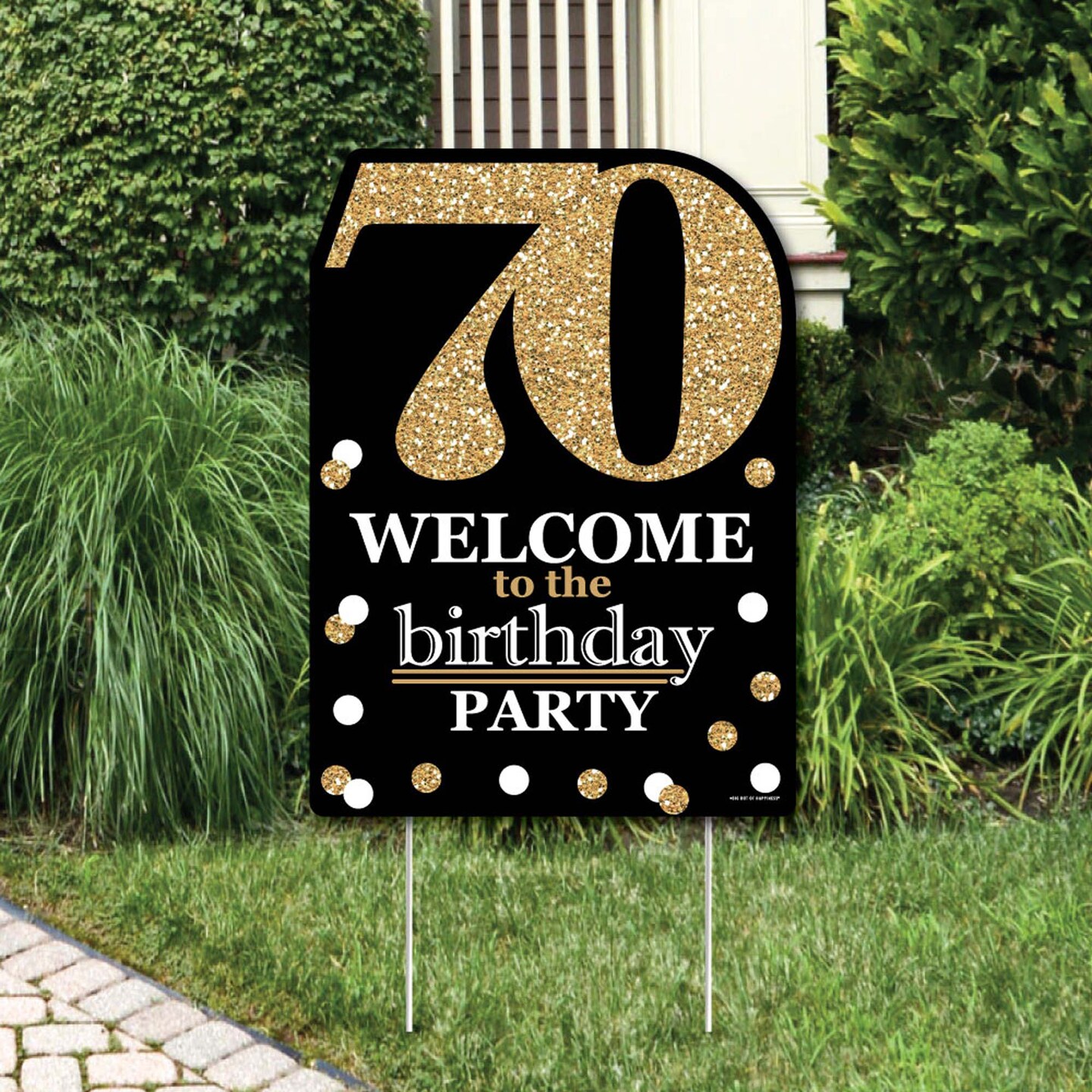 Big Dot of Happiness Adult 70th Birthday - Gold - Party Decorations - Birthday Party Welcome Yard Sign