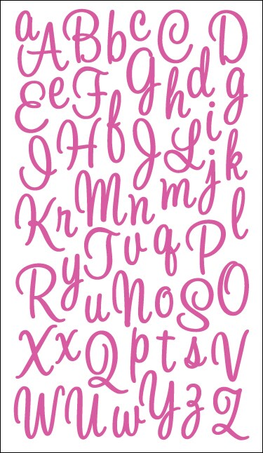 Sticko Alphabet Stickers-Sweetheart Script Small Glitter Pink