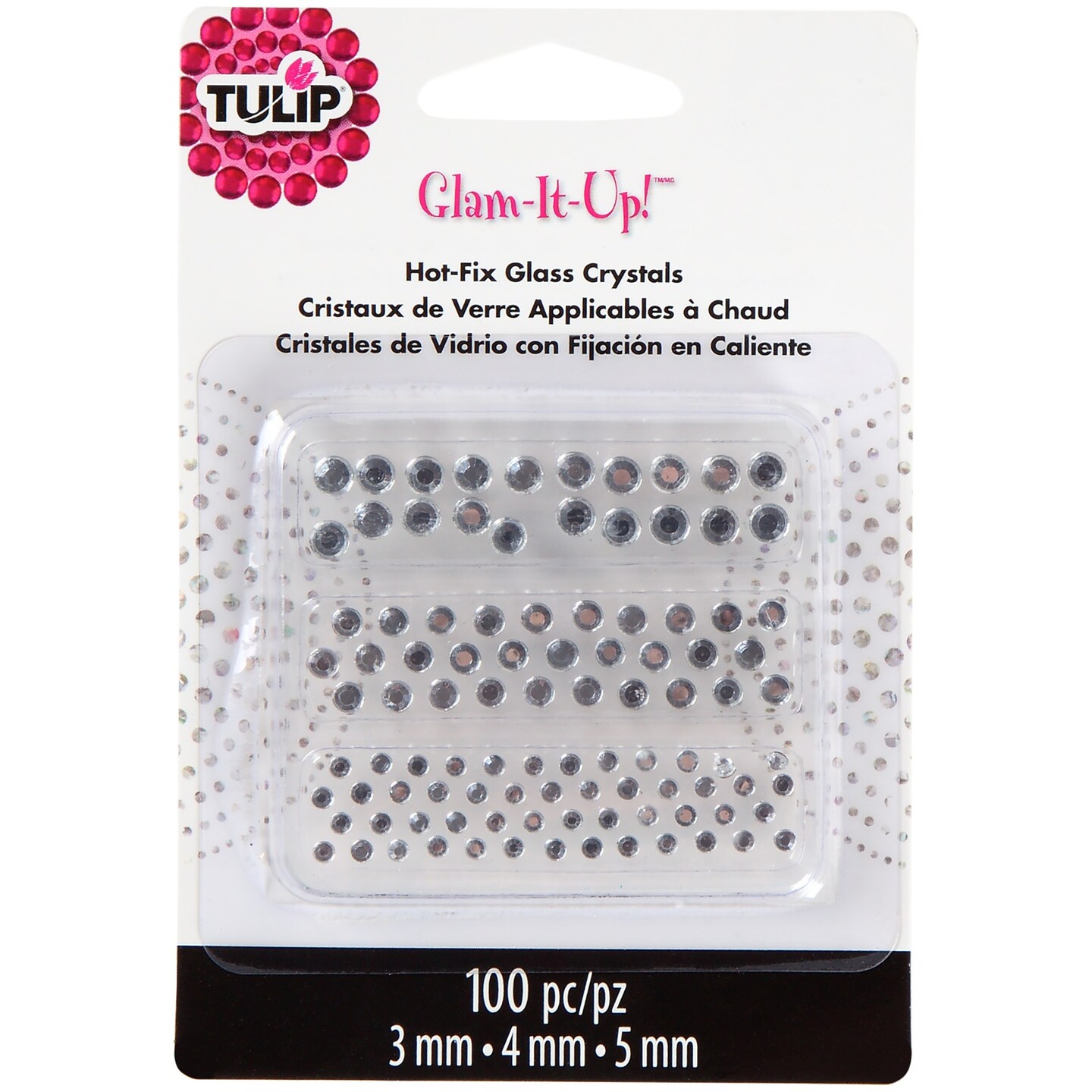Tulip Glam-It-Up! Hot-Fix Glass Crystals 100/Pkg-3mm/4mm/5mm