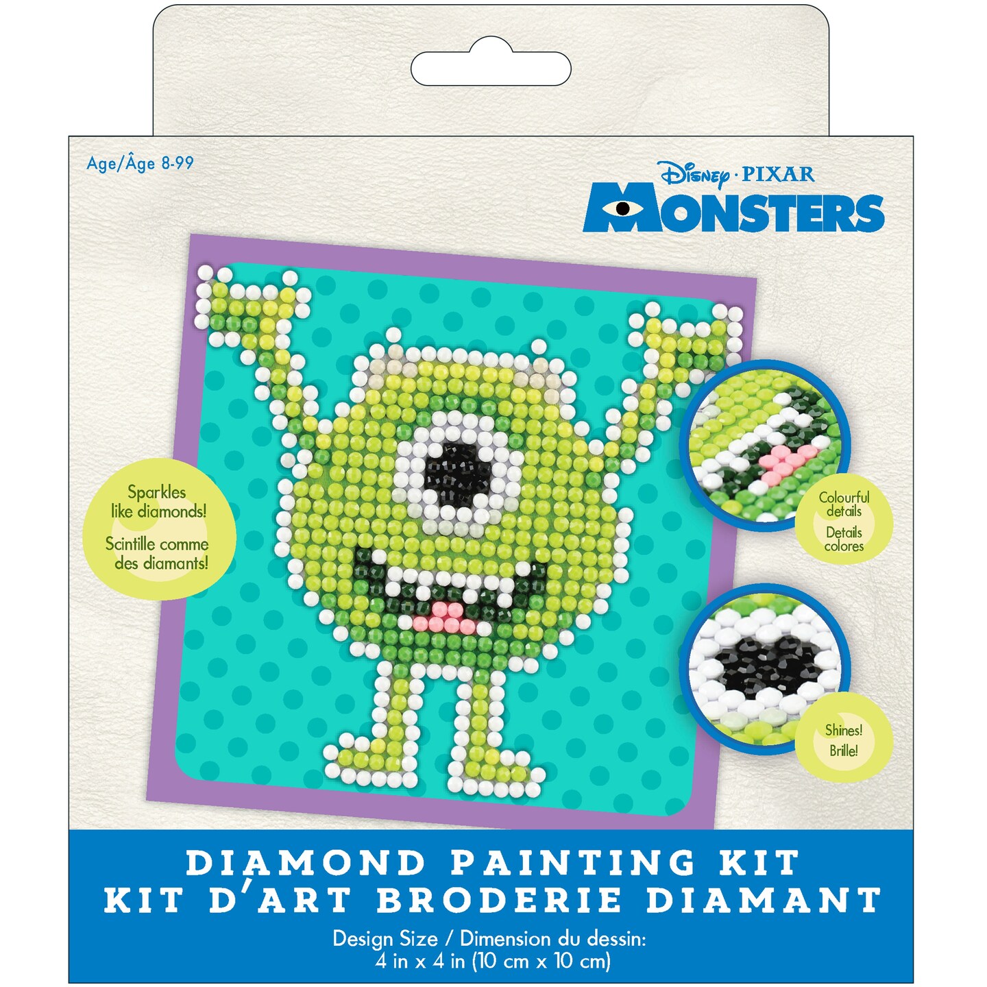 Camelot Dotz Diamond Art Kit 4"X4"-Disney - Mike Wazowski Fun