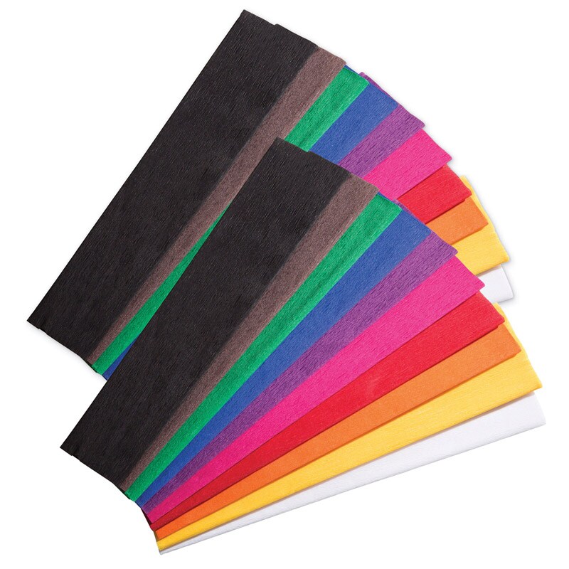 Crepe Paper, 10 Assorted Colors, 20" X 7-1/2', 10 Sheets Per Pack, 2 Packs