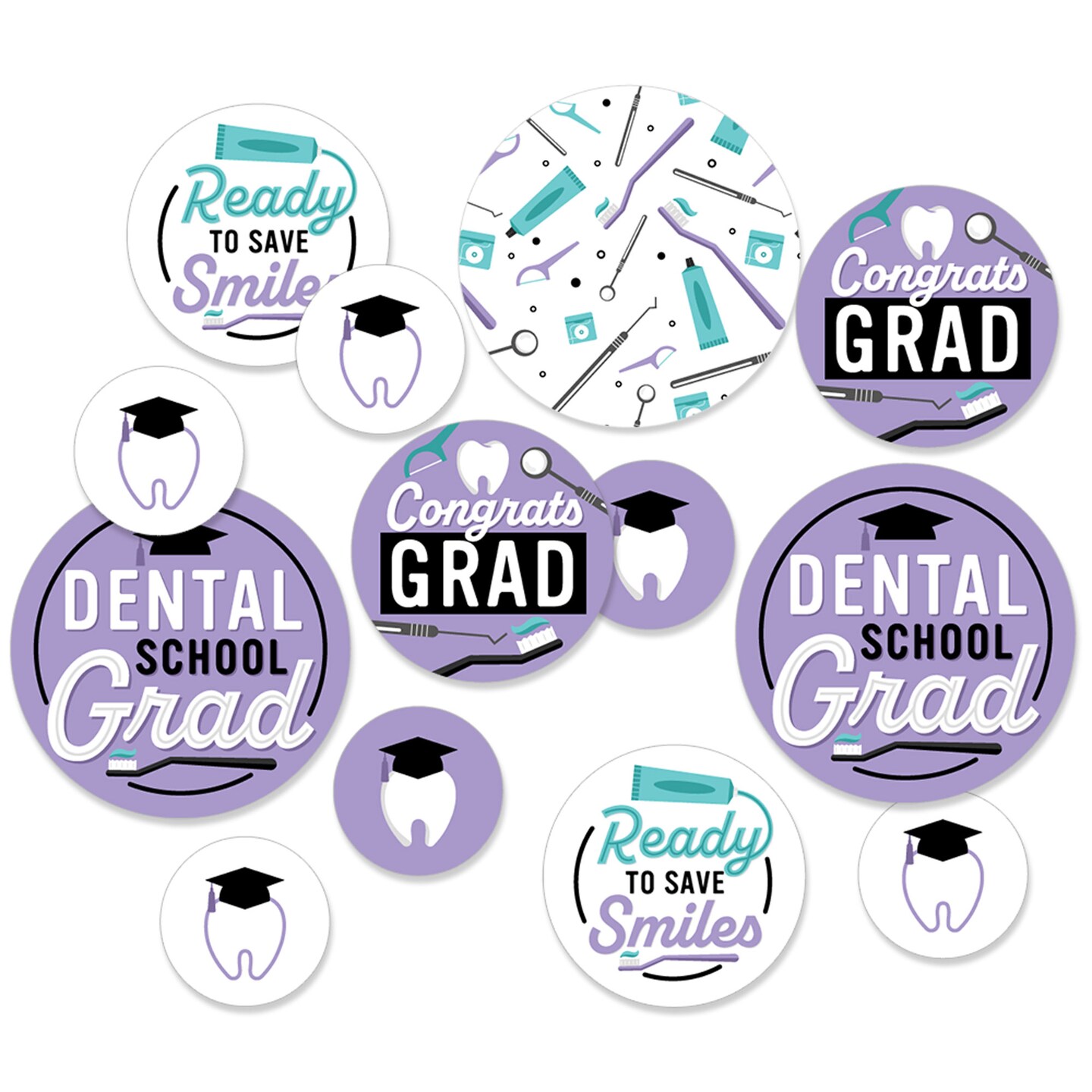 Big Dot of Happiness Dental School Grad - Dentistry and Hygienist Graduation Party Giant Circle Confetti - Party Decorations - Large Confetti 27 Count